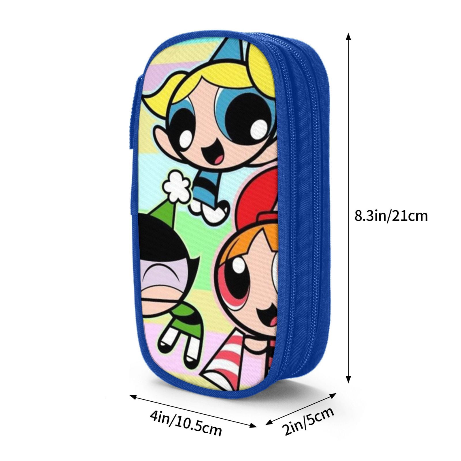 The Powerpuff Gi-rls Pencil Case Large Capacity Pencil Pouch Penbag Office Stationery Organizer Travel Makeup Bag Blue