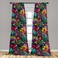 thumbnail image 4 of Ambesonne Tropical Curtains, Flowers Exotic Overlapping, Pair of 28"x63", Sea Blue Dark Magenta, 4 of 5