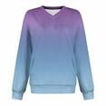 thumbnail image 5 of Olyvenn Women's V Neck Sweatshirts Tie Dye Gradient Long Sleeve Shirts Casual Fleece Pullover Fall Fashion Tops with Pocket Navy L, 5 of 5