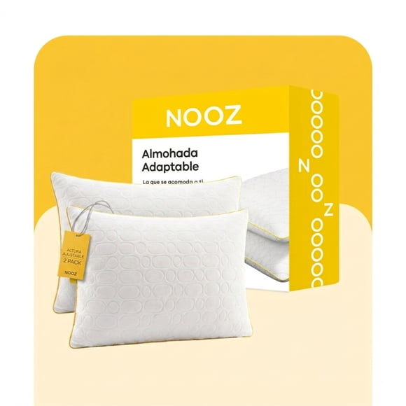 Almohadas Nooz Pack de 2 Adaptables Estándar Memory Foam Ajustables Altura Personalizable Soporte Cuello Funda Lavable