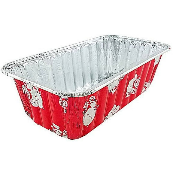 2 lb. Red Holiday Christmas Snowman Aluminum Foil Standard Loaf / Bread Baking Pans (Pack of 50)