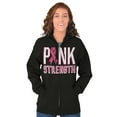 thumbnail image 3 of Pink Strength Breast Cancer Awareness Zip Hoodie Sweatshirt Women Brisco Brands S, 3 of 6