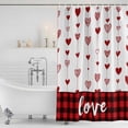 thumbnail image 3 of Valentine's Day Shower Curtain, Waterproof Shower Curtains for Bathroom, Red Love Hearts Plaid Watercolor Washable Fabric Bathtub Curtain Set Bath Decor with 12 Hooks Standard 72"x72", 3 of 8