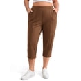 thumbnail image 2 of WellSize Plus Size Capri Pants for Women High Waisted Split Casual Lounge Pants With Pockets Summer Lightweight Cropped Pants, 2 of 7