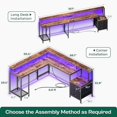 L Shaped Gaming Desk with LED Lights and Power Outlets Computer Desk