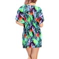 thumbnail image 3 of LA LEELA Women's Beachwear Summer Swim Beach Dress Cover ups for Swimwear Women Short Fall Swimsuit Coverups Tops XL-XXL Black, Leaves, 3 of 4