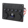 thumbnail image 4 of Panel de interruptores de 5 bandas Panel de interruptores LED impermeable de 12 a 24 V con voltímetro digital retroiluminado para barco marino RV remolque camión verde Jadeshay  A, 4 of 8