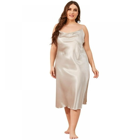 

Ladies Suspender Silk Nightdress Solid Color Plus Size Nightdress Home Service