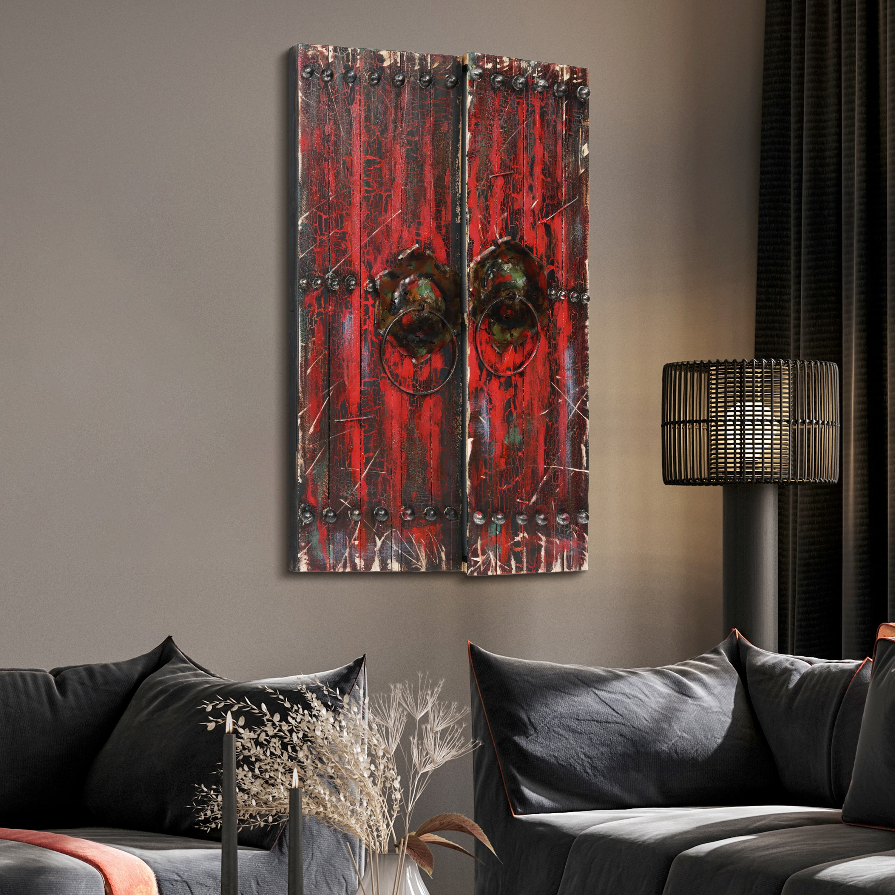 Empire Art Direct PMO-130322-4730 Primo Mixed Media Hand Painted Iron Wall Sculpture - Antique Wooden Doors 1