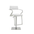 thumbnail image 3 of Whiteline Modern Living Zuri Barstool White adjustable height with armrests and square stainless steel base., 3 of 10