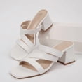 thumbnail image 4 of Pennysue Women Square Toe Sandals Strappy Slip On Chunky Heels with Cushioned Insole for Summer Party Office Daily Wear, 4 of 7