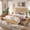 Natural, variant on Full Size Rattan Bed Frame with 4 Storage Drawer, Boho Style Rattan Bed with LED Light & Natural Headboard, Sturdy Wooden Slats Support, No Box Spring Needed