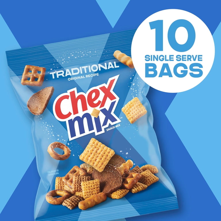 Chex Mix Traditional Savory Snack Mix Party Pack 17.5 oz 10 Single