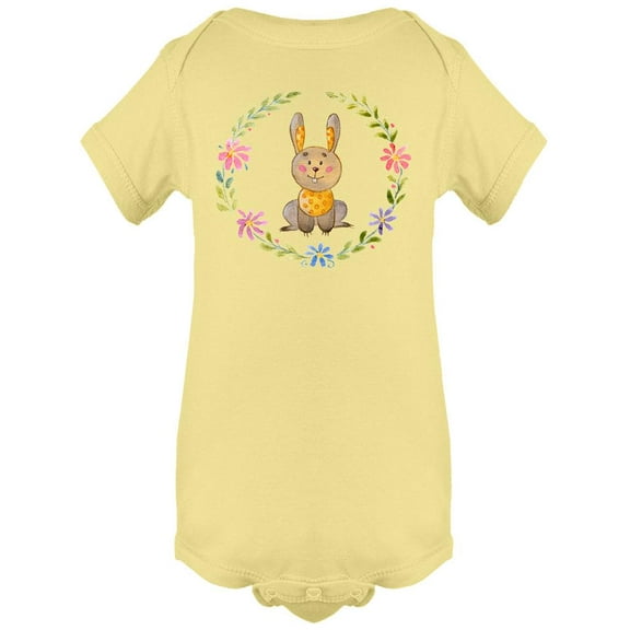 Bunny With Floral Wreath Bodysuit Infant -Image by Shutterstock, 12 Months