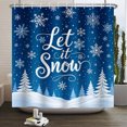 thumbnail image 2 of Duangreer White Christmas Snowflake Shower Curtain, Winter Xmas Navy Blue Pine Tree Bathroom Decor with Hooks, Waterproof, 47x64 inch, 2 of 5