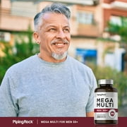 Mega Multi for Men 50 Plus | 200 Coated Caplets | Non-GMO, Gluten Free | By Piping Rock