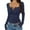 Navy, variant on Long Sleeve Shirts for Women Lace Trim Buttons Henley Shirts Slim Fit Ribbed Knit Going Out Top Blouses Early Spring Fashion