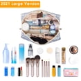 thumbnail image 5 of Cute Makeup Bag Travel Cosmetic Bag Organizer Toiletry Bag Make up Bags with Compartments Pouch Purse for Women & Men, Blue Leaf, 5 of 7