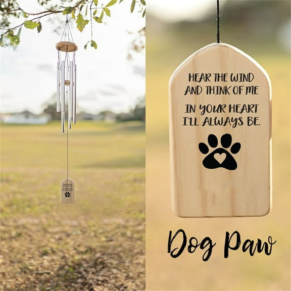 Holloyiver Dog Memorial Wind Chime, Loss of Dogs Sympathy Gift, Pet Passing Away Died Remembrance Gifts with Pendant, Pawprint Keyring, For Dog Lover Gifts in Memory of Dog