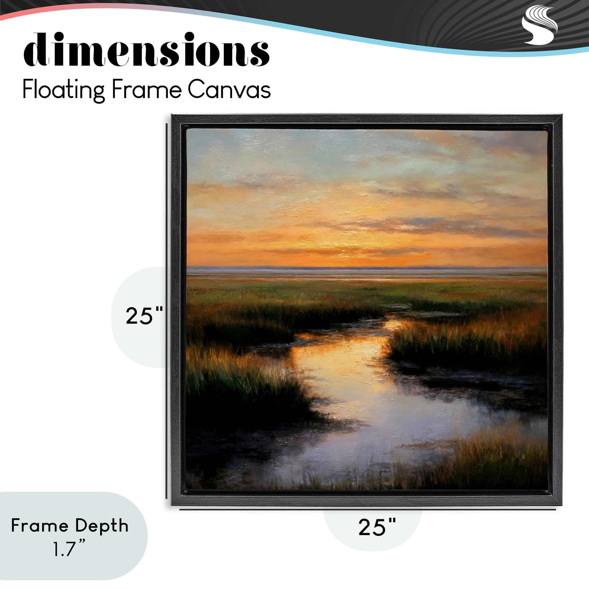 Stupell Industries Warm Marshland Sunset Black Framed Floater Canvas Wall Art, design by Petal Prints Design