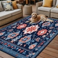 thumbnail image 2 of Fsddascl Blue Red Geometric Outdoor Rug for Patio/Deck/Porch, Non-Slip Large Area Rug 6 x 9 Ft, Ethnic Vintage Southwest Indoor Outdoor Rugs Washable Area Rugs, Reversible Camping Rug Carpet Runner, 2 of 5