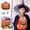 Multicolor-A, variant on Halloween Candy Basket, Embroidered Pumpkin Ghost Fabric Basket with Handle, Foldable Storage Basket for Trick or Treat, Fall Home Decor