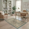 thumbnail image 2 of ODIKA 4'x6' Ivory Teal Rose Victorian Floral Washable Area Rug Traditional English Garden Botanical Motifs With Ornate Border Design for Bedroom, Reading Nook, Pet Friendly & Non-Shedding, 2 of 7