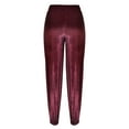 thumbnail image 5 of BLVB Women Casual Elastic High Waist Harem Velvet Pants Loose Fit Side Slit Comfy Velvet Velour Joggers Trousers, 5 of 7