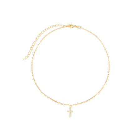 - Petite Cross Gold Choker Necklace