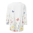 thumbnail image 5 of Womens 3/4 Length Sleeve Dressy Tops Fall Fashion Floral Print Crew Neck Basic Boho Tee Shirts Vintage Slim Fitted 2025 Blouses, 5 of 5