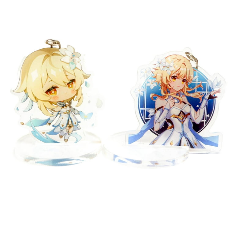 ZILEFSILK 2PCS Anime Game Genshin Impact Figure Lumine Keqing Cute