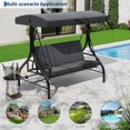 thumbnail image 3 of Balançoire de Porche Convertible 2-en-1 à 3 Places avec Support, Auvent Imperméable et Résistant aux UV à Réglage Continu, Balançoire de Patio Robuste Rembourrée 800 Lb pour Jardin et Cour Arrière, Gris, 3 of 6
