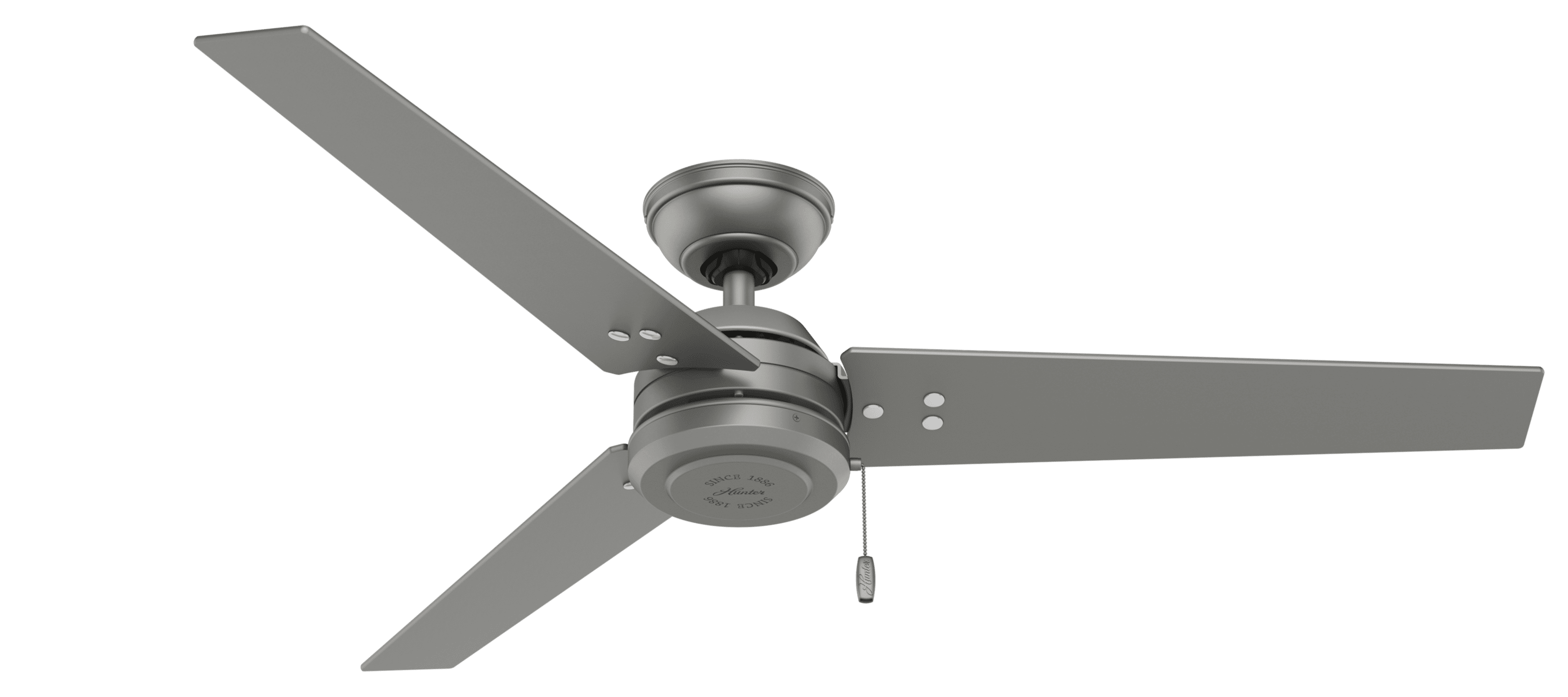 Matte Silver Hunter Cassius 52" Indoor & Outdoor Ceiling Fan with Pull Chain 