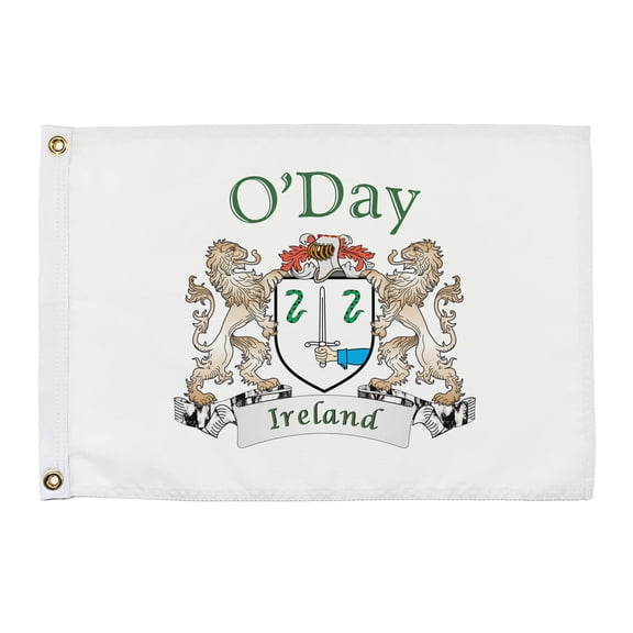 O'Day Irish Coat of Arms Small White Flag - 16"x10.5" inches