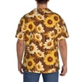 thumbnail image 3 of Pofeuu Brown Wood Grain Sunflower B Print Mens Casual Short Sleeve Shirts Beach Summer Spread Collar Pocket Tops Men's Casual Short-sleeved Shirt-, 3 of 5