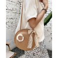 thumbnail image 2 of LHSHID Novel Round Purse Cute Wheel Crochet Bag Women Crossbody Purse Beach Bag Handmade Woven Shoulder Bag Lace Bow, 2 of 6
