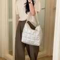 thumbnail image 4 of Bolso acolchado a cuadros para mujer piel sintética ligera de gran capacidad para viaje de compras, 4 of 9