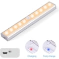 thumbnail image 5 of Juego de 2 luces para armario con sensor de movimiento, 10 luces LED adhesivas con tira magnética, inalámbricas, recargables por USB, para armario, dormitorio, escaleras y cocina, color, 5 of 5