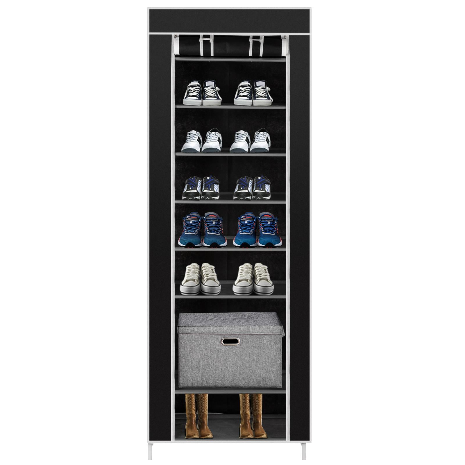TheLAShop 9-Tier Shoe Rack Black Tall Metal Shoe Storage 42 Pairs –