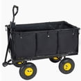 thumbnail image 2 of 4-in-1 Oversized Steel Dump Garden Cart , 880lbs Pullable Mesh Metal Garden Cart, Utility Cart with Removable Liner & Side Panels & Mesh Tray for Outdoor Lawn, Patio and Landscaping, Black, 2 of 10