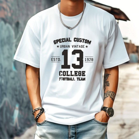 Men's T Shirt Round Neck Patterned Tee Summer New Sports Shirt Vintage Style Gift for Friends XS