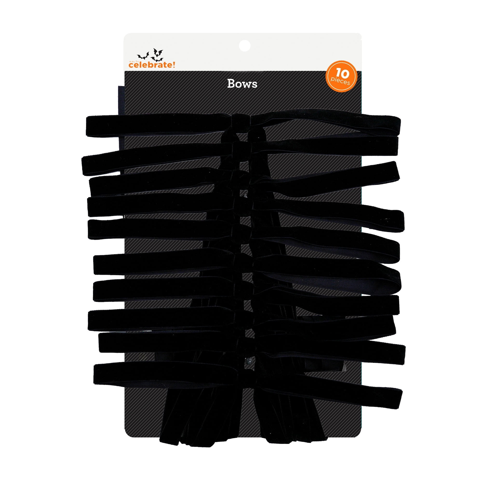 Black Velvet Decorative Bows, 13.6", 10 Count, Halloween by Way To Celebrate