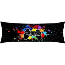 Game Controller Body Pillow Cover for Boys Gifts Gamer Gaming Pattern Pillow Case Protector with Zipper Decorative Long Pillowcases Soft Cushion Covers for Bedroom,Couch,Sofa 20"x54",Black