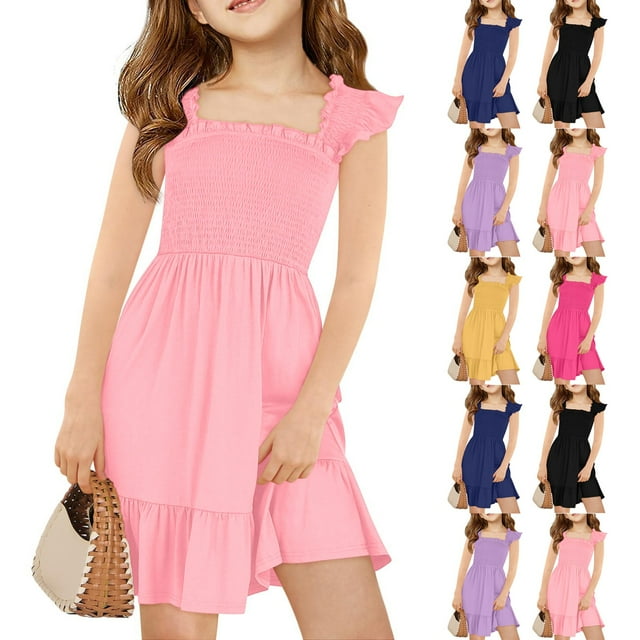 Teen Girls Dresses Summer Sleeveless Ruffle Dress Lightweight Breathable Perfect for Casual and Party ,Sie:150