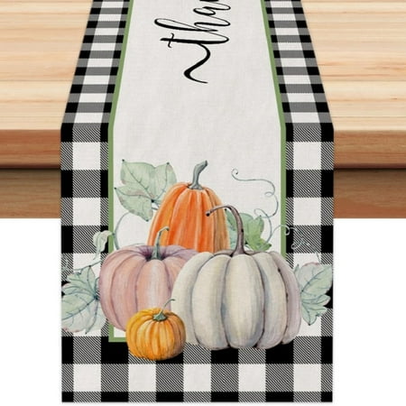 

Riguas Fall Harvest Festival Table Runner Pumpkin Print Seasonal Rectangle Flax Thanksgiving Day Theme Autumn Dining Table Cloth Cover Kitchen Supplies