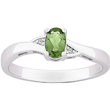 Peridot and CZ Ring in Sterling Silver
