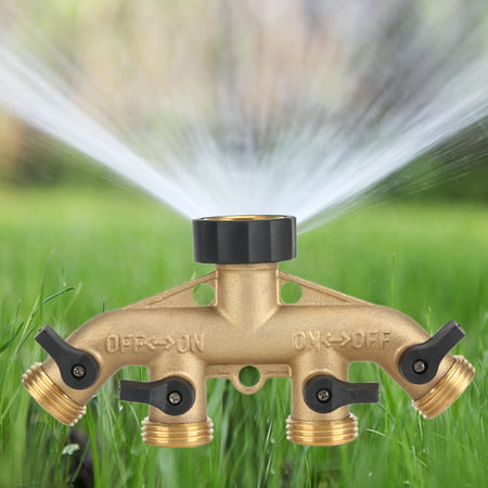HERCHR 3/4 Inch Brass 4 Way Hose Pipe Splitter Nozzle Switcher Tap Connectors for Garden Irrigation, Hose Pipe Splitter, 4 Way Valve Splitter US (Best Way To Clean Meth Pipe)