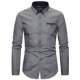 thumbnail image 1 of pstuiky Camisas de manga larga abrigadas para hombre, Camisa formal con estampado de color para hombre y blusa de manga larga con cuello vuelto Tops de talla grande para hombre l, 1 of 3