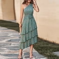 thumbnail image 3 of Prom Dresses 2024 Women Summer Floral One Shoulder Tiered Ruffle Flowy Midi Beach Boho Sundress Casual Long Dresses, 3 of 7