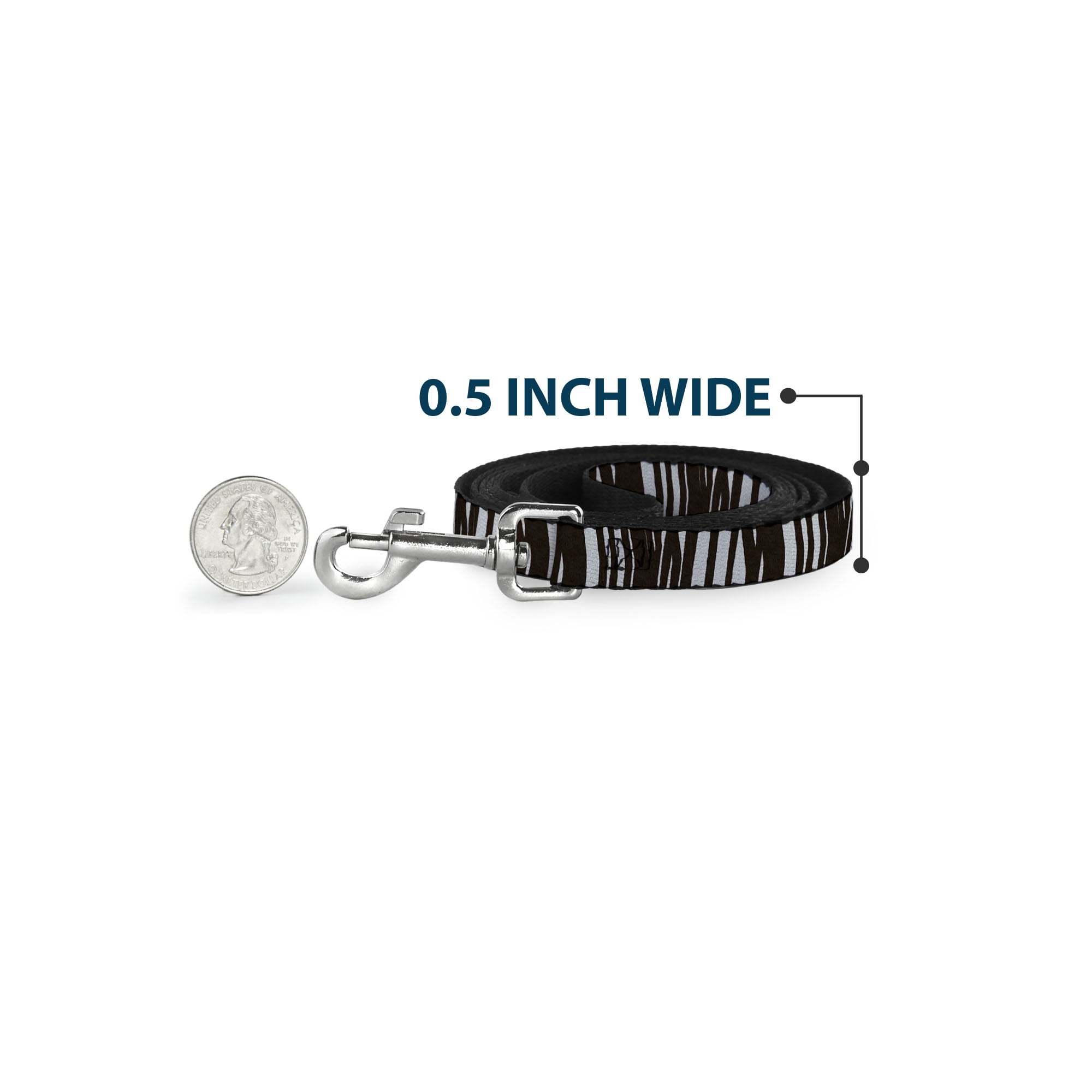 Buckle-Down Pet Leash, Dog Leash, Zebra, 6 Feet Long 1.0 Inch Wide